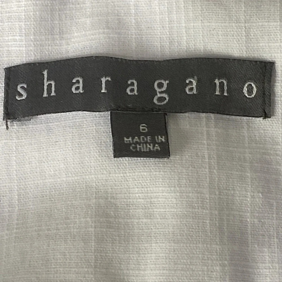 Sharagano NEW Optic White Preppy Coastal Tie Waist Button Front Midi Dress Sz. 6 - Picture 11 of 13